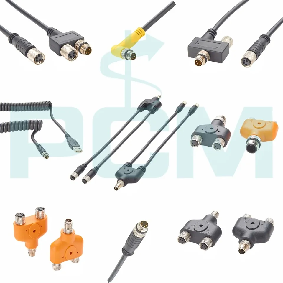 M8 Sensor Atuator Splitter e Visão geral de cabos