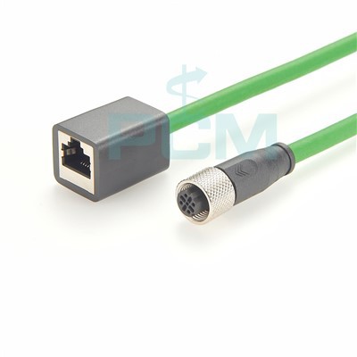 Fêmea M12 D Código 4 Pinos Para RJ45 Profinet Cabo de Extensão Reto