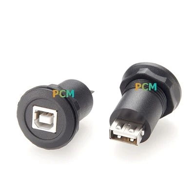 USB B fêmea para USB A fêmea adaptador de montagem em painel redondo
